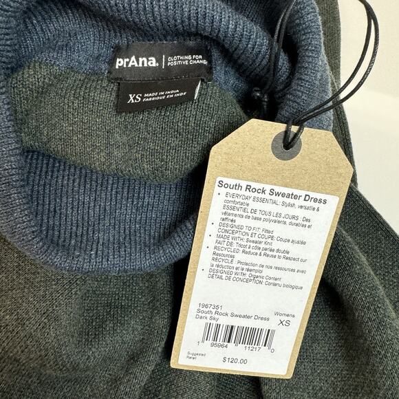 NWT Prana South Rock Green Sweater Dress XS Wool Organic Cotton Modest Church - Picture 10 of 12